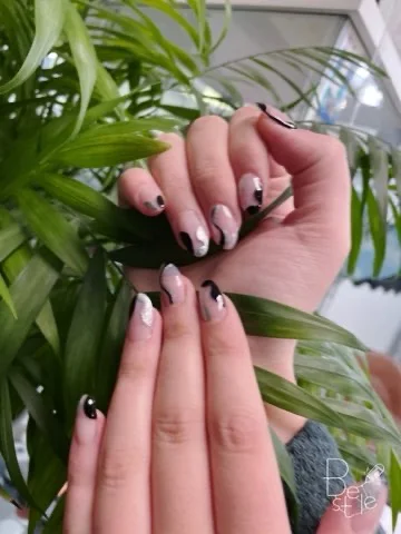 Black & blush nail design supplied by Hip Hop Nails