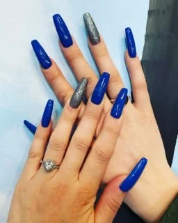 Cobalt & silver nail design supplied by Hip Hop Nails