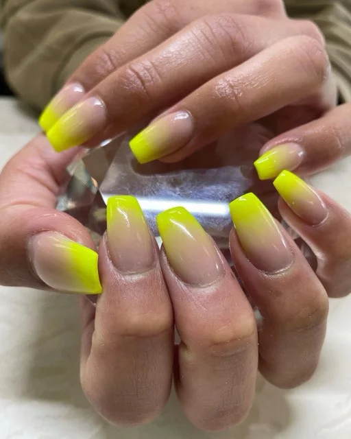 Neon ombré nail design supplied by Hip Hop Nails