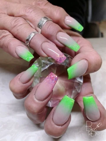 Spring confetti nail design supplied by Hip Hop Nails