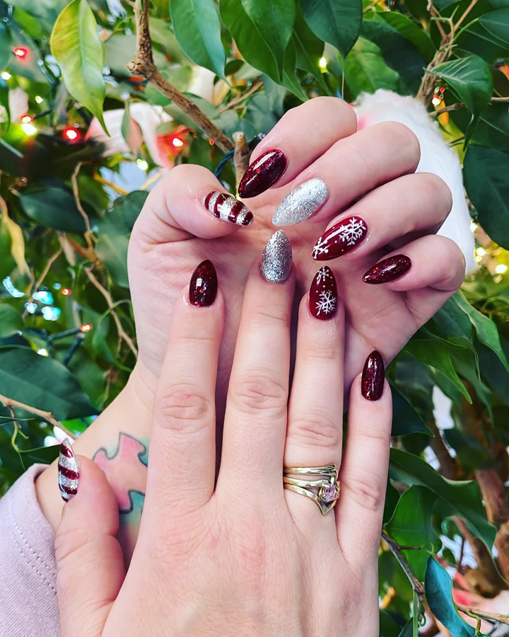 Winter sparkle nail design supplied by Hip Hop Nails
